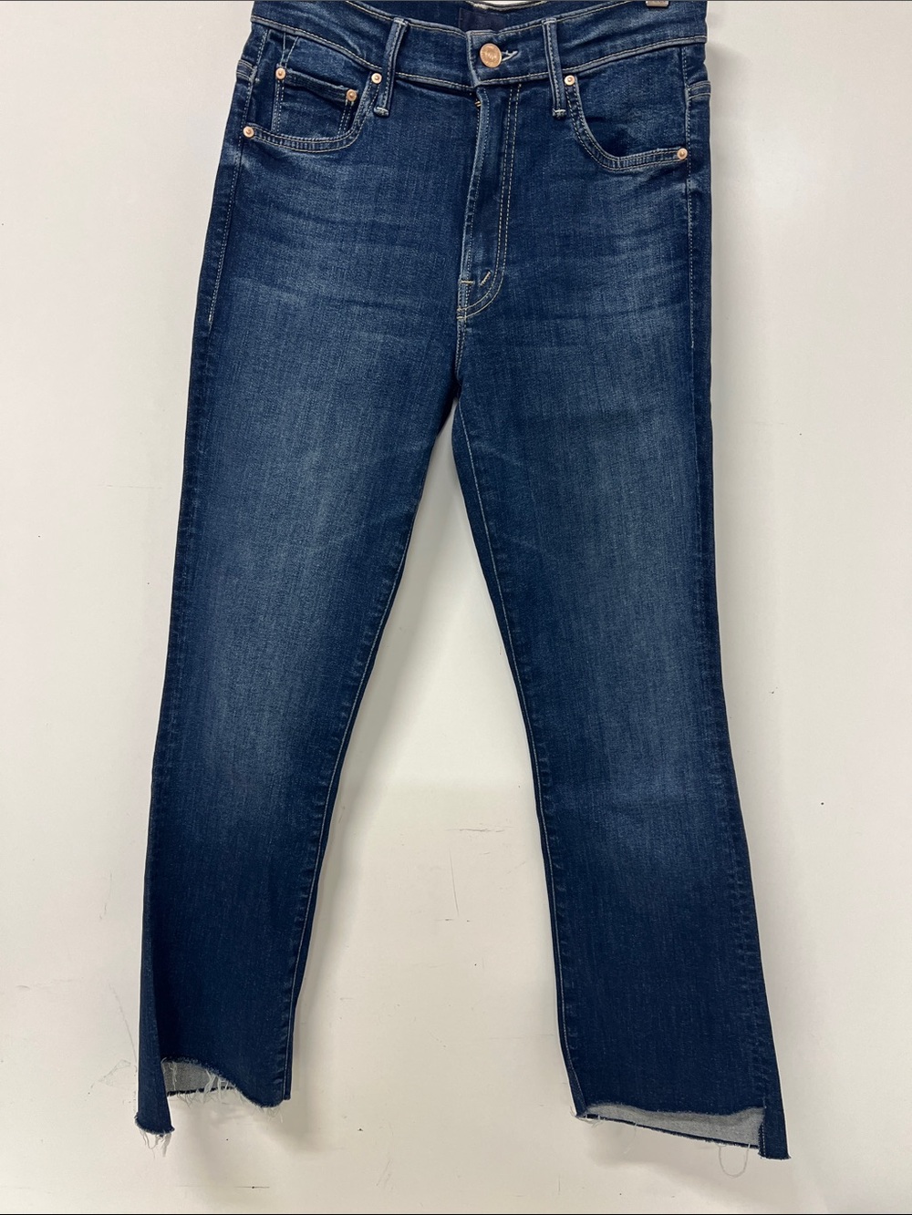 Mother The Insider Crop Step Fray, Size 26, Red Heart on Back Pocket